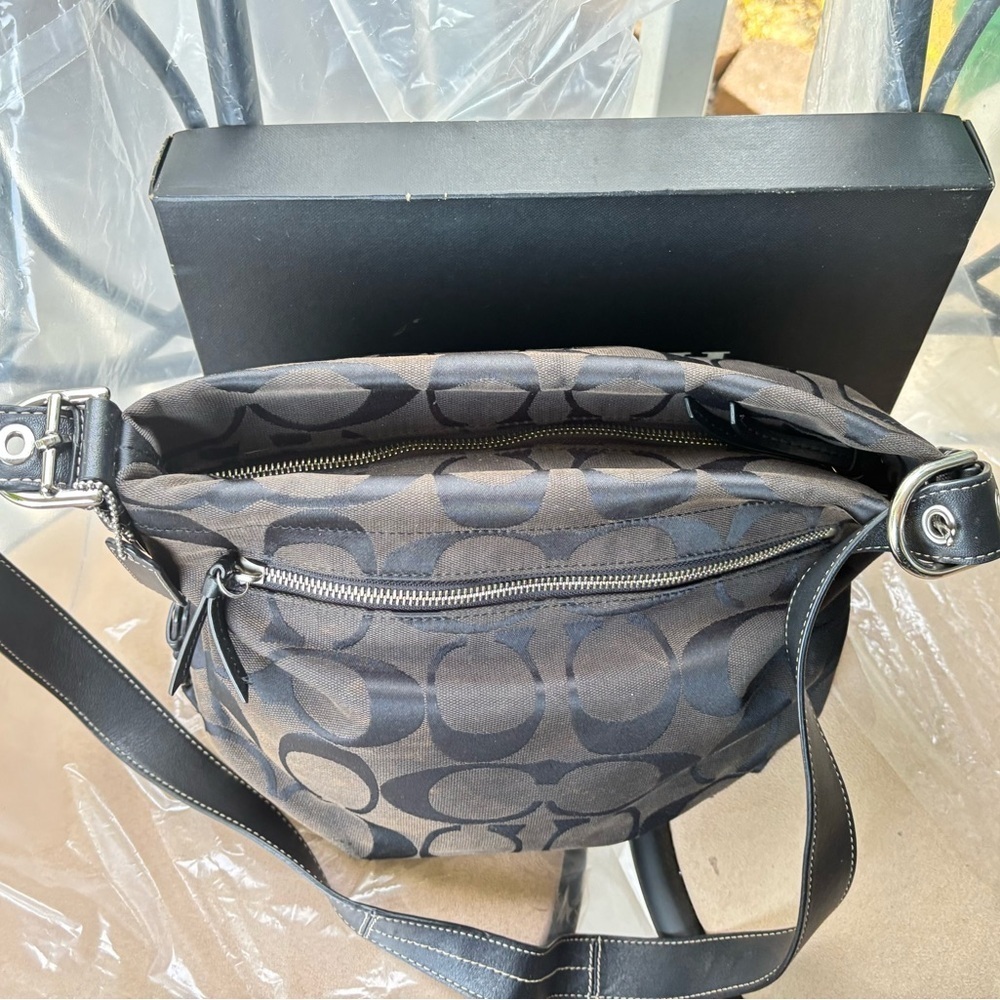 Coach Signature C Monogram Jacquard Black Hobo Bag - Picture 8 of 11